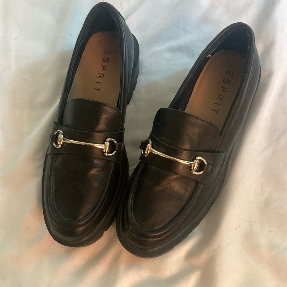 Esprit Classic Black Leather Loafers